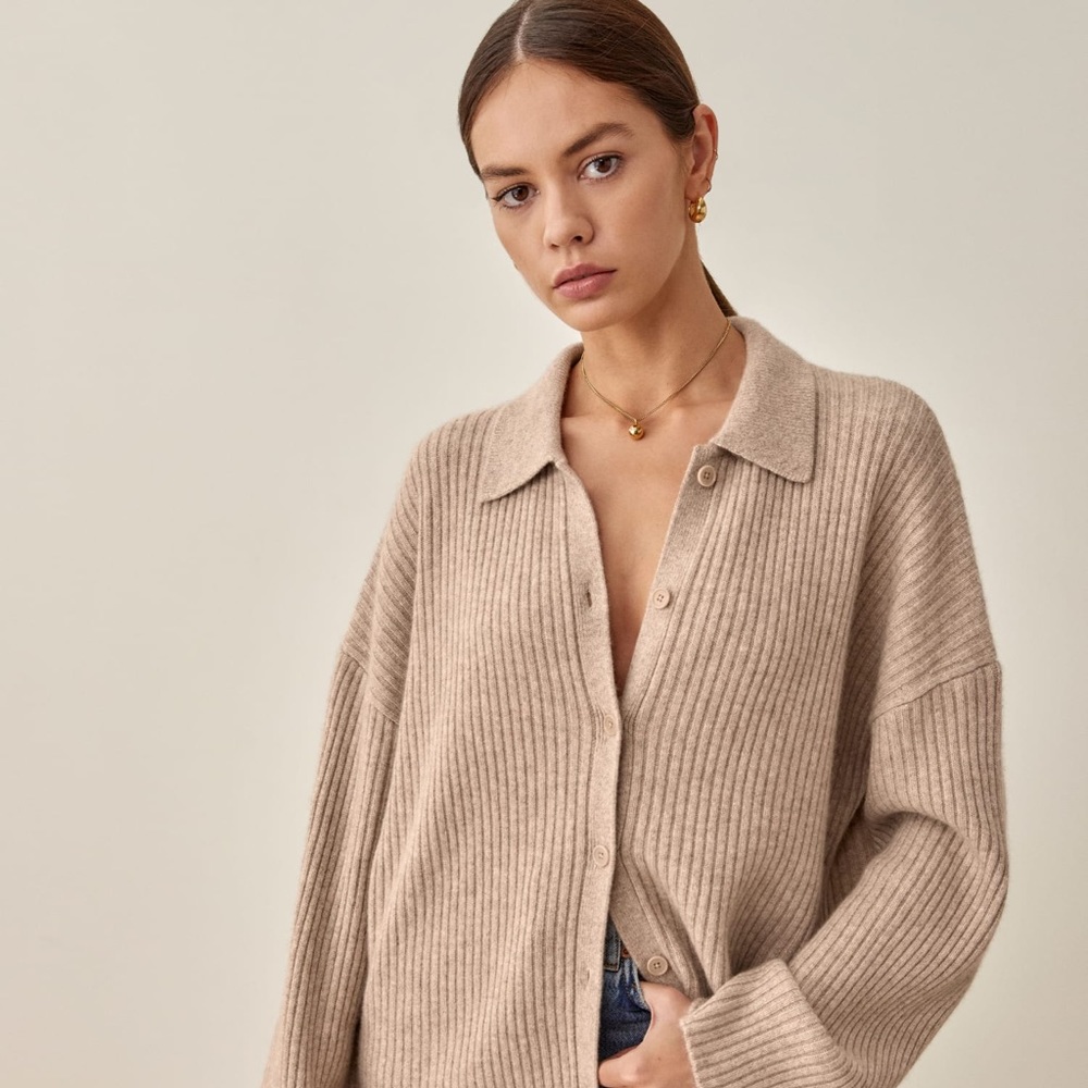 Reformation Fantino cashmere collared cardigan